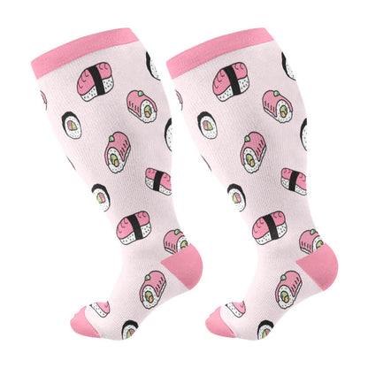 Plus Size Sushi Compression Socks(3 Pairs) - Pink(1 Pair) - 4XL - image 5