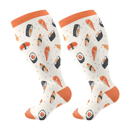 Plus Size Sushi Compression Socks(3 Pairs) - Orange(1 Pair) - 4XL - image 7