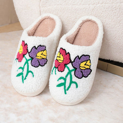 Plus Size Flowers Slippers - White - EU44-45(US10-11) - image 1