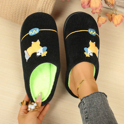 Plus Size Cute Cartoon Animals Slippers - Black - EU44-45(US10-11) - image 3