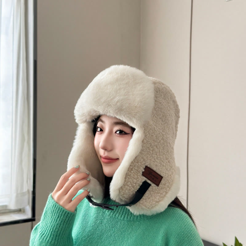 Adjustable Winter Trapper Hat - Beige - One Size - image 5