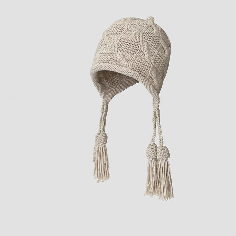 Fashion Tassel Beanie - Beige - One Size - image 6
