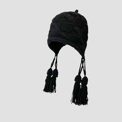 Fashion Tassel Beanie - Black - One Size - image 5