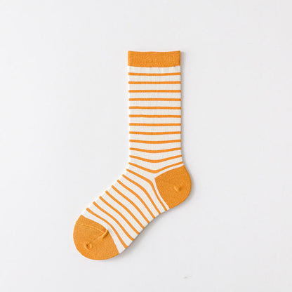 Retro Stripes Quarter Socks(5 Pairs) - Yellow - EU36-43(US3-9) - image 6