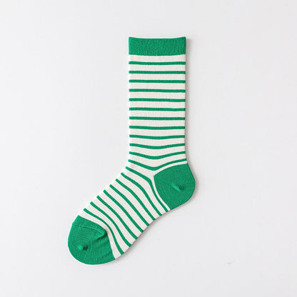 Retro Stripes Quarter Socks(5 Pairs) - Green - EU36-43(US3-9) - image 8