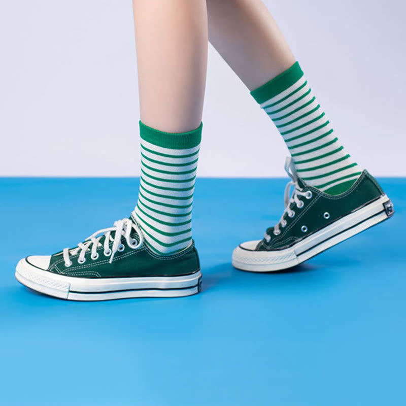 Retro Stripes Quarter Socks(5 Pairs) - image 1