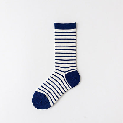 Retro Stripes Quarter Socks(5 Pairs) - Navy Blue - EU36-43(US3-9) - image 7