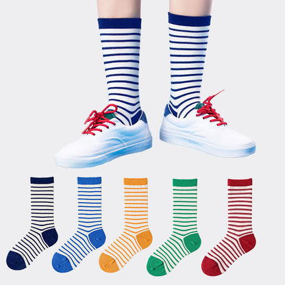 Retro Stripes Quarter Socks(5 Pairs) - image 0