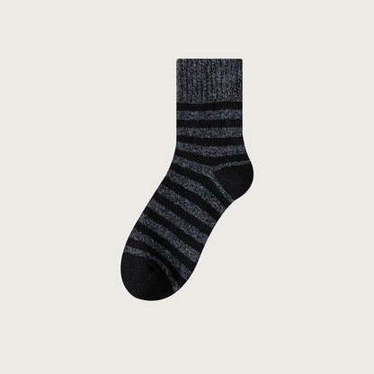 Plusock Plus Size Classic Stripes Quarter Socks(5 Pairs) - Black - EU39-44(US6-10) - image 9