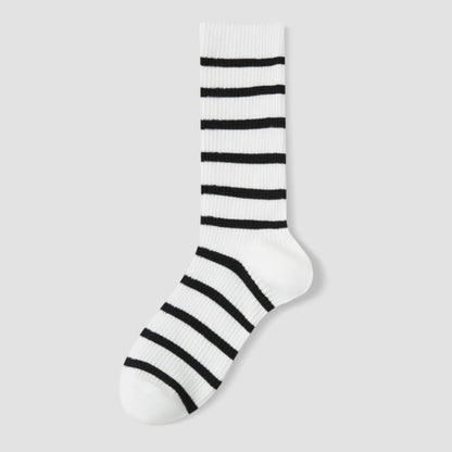Plusock Plus Size Color Block Striped Quarter Socks(4 Pairs) - White - EU36-40(US3-7) - image 9