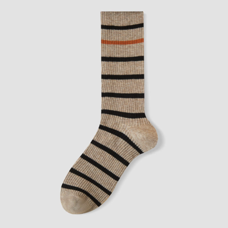 Color Block Striped Quarter Socks(4 Pairs) - Coffee - EU36-40(US3-7) - image 16