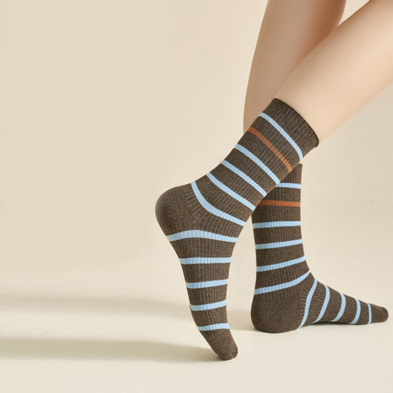 Color Block Striped Quarter Socks(4 Pairs) - image 2