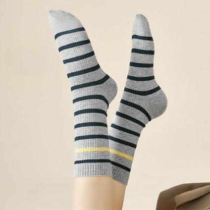 Plusock Plus Size Color Block Striped Quarter Socks(4 Pairs) - image 4