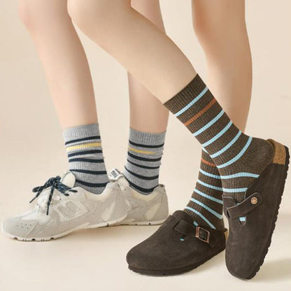 Plusock Plus Size Color Block Striped Quarter Socks(4 Pairs) - image 8