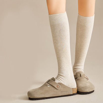 Plusock Plus Size Antibacterial Knee High Socks(3 Pairs) - Khaki - EU36-40(US3-7) - image 5