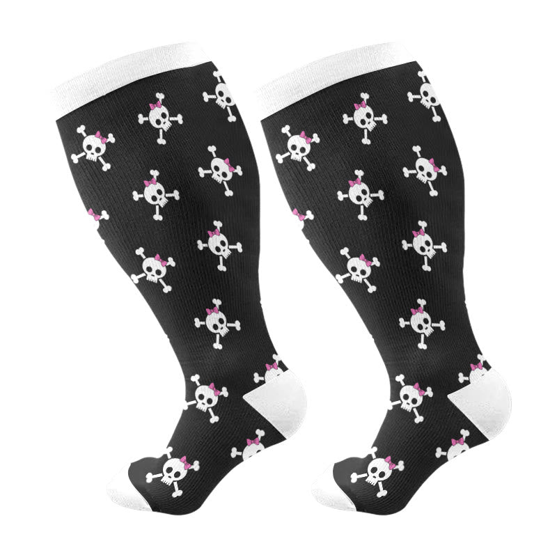 Plus Size Halloween Large Skull Print Compression Socks(3 Pairs) - image 5