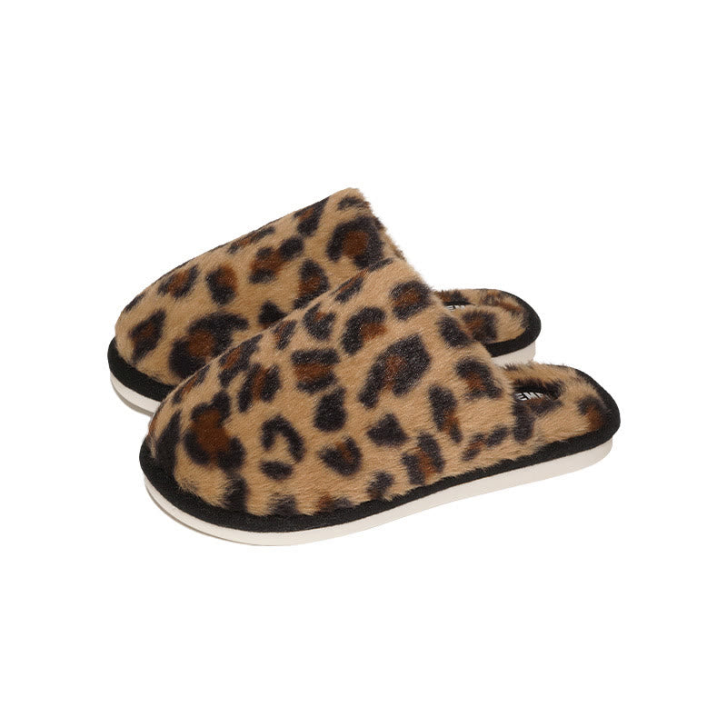 Plusock Plus Size Leopard Print Warm Slippers - Brown - EU44-45(US10-11) - image 5