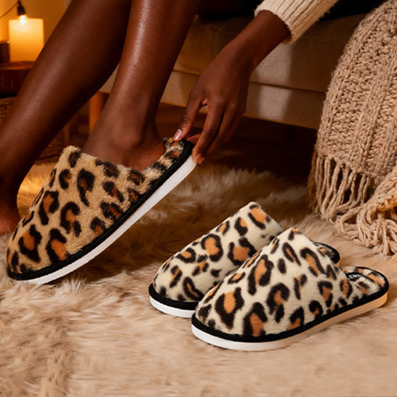 Plus Size Leopard Print Warm Slippers - image 3