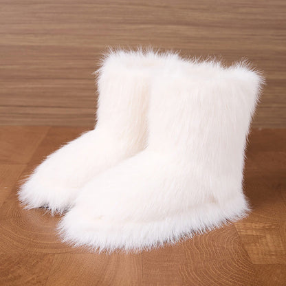Plusock Plus Size Long Haired Slippers - White - EU42-43(US8.5-9) - image 2