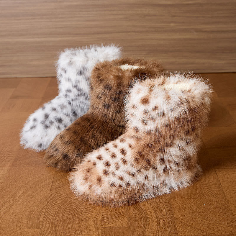 Plusock Plus Size Fur Leopard Print Slippers - image 6