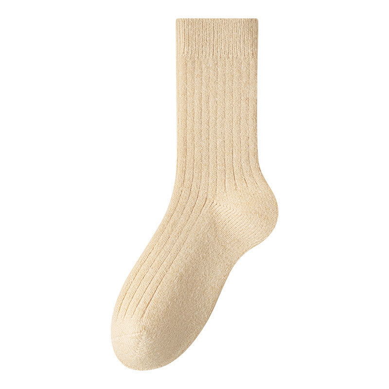 Plusock Plus Size Solid Color Cashmer Quarter Socks(6 Pairs) - Apricot - EU39-44(US6-10) - image 12