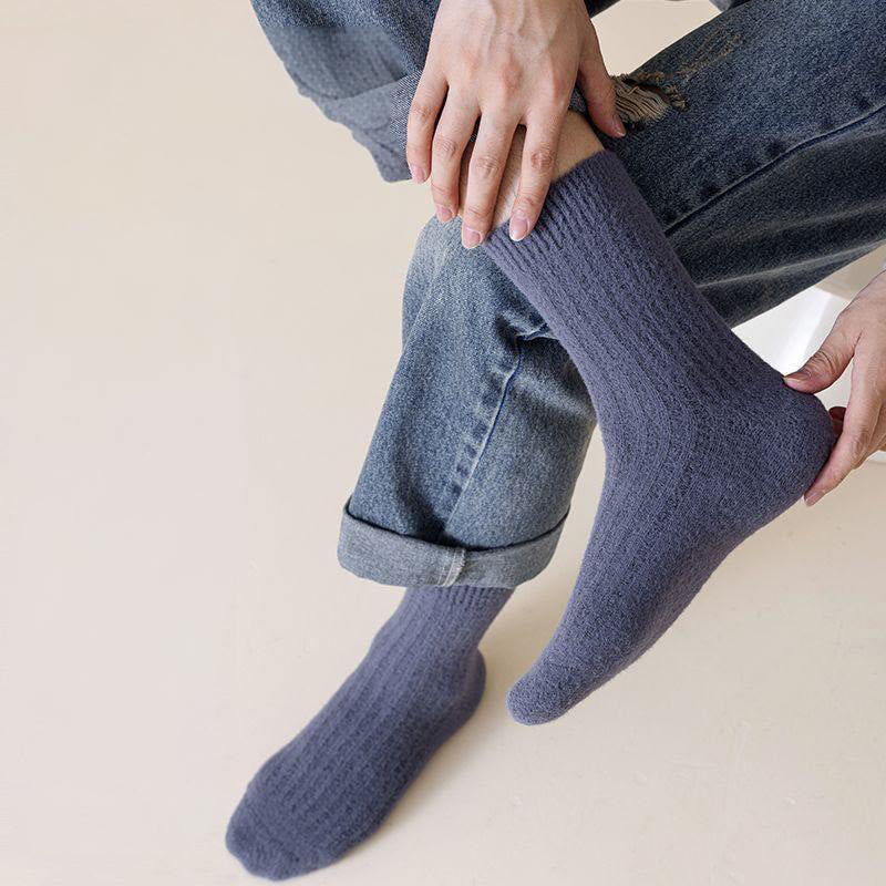 Plusock Plus Size Retro Solid Color Quarter Socks(3 Pairs) - image 7