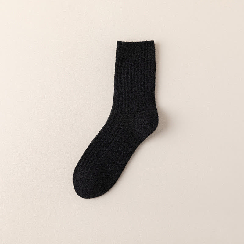 Plusock Plus Size Retro Solid Color Quarter Socks(3 Pairs) - Black - EU39-44(US6-10) - image 10