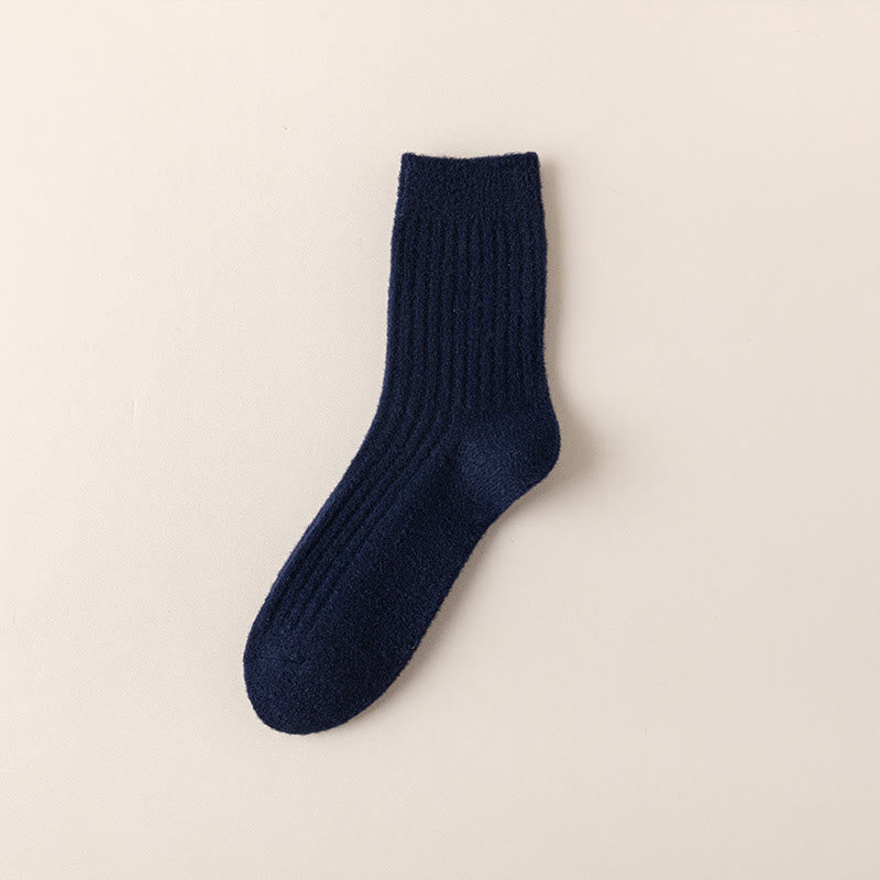 Plusock Plus Size Retro Solid Color Quarter Socks(3 Pairs) - Navy Blue - EU39-44(US6-10) - image 12