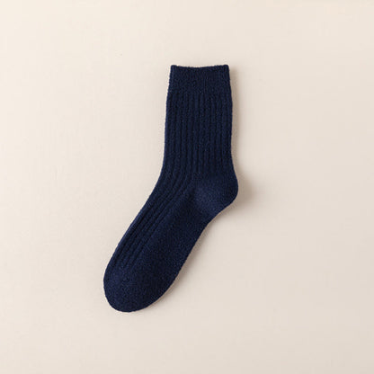 Plusock Plus Size Retro Solid Color Quarter Socks(3 Pairs) - Navy Blue - EU39-44(US6-10) - image 12