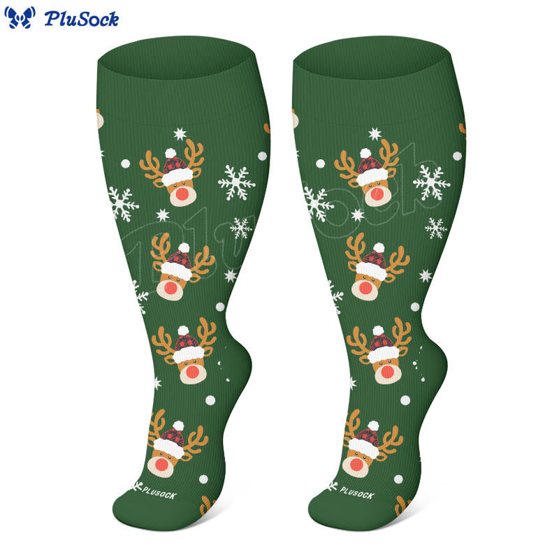 Plusock Plus Size Penguin Deer Cow Compression Socks(3 Pairs) - image 2