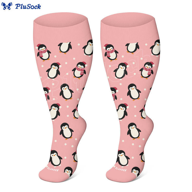 Plus Size Penguin Deer Cow Compression Socks(3 Pairs) - image 3