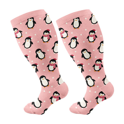 Plusock Plus Size Penguin Deer Cow Compression Socks(3 Pairs) - Pink(1 Pair) - 4XL - image 6