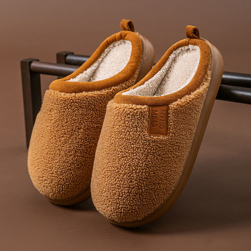 Plusock Plus Size Simple Plush Slippers - Brown - EU44-45(US10-11) - image 14