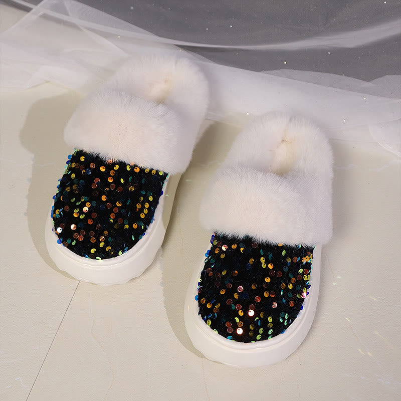 Plus Size Sequin Slippers - Black - EU42-43(US8.5-9) - image 9