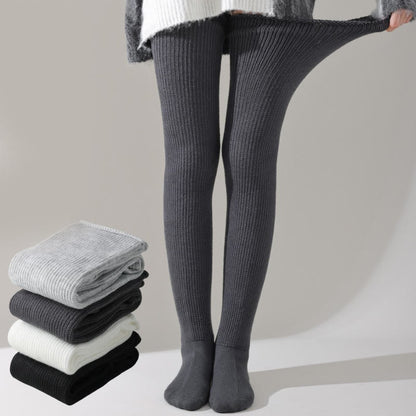 Plusock Plus Size Loose Cotton Thigh High Socks - Dark Grey - One Size - image 3