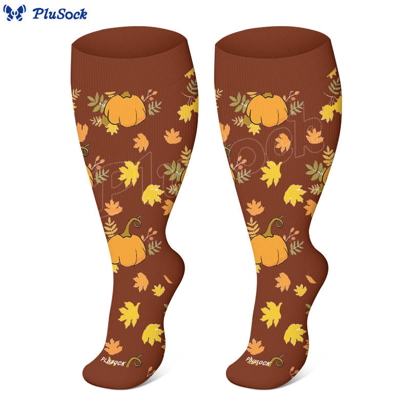 Plus Size Mushroom Maple Leaf Compression Socks - image 2