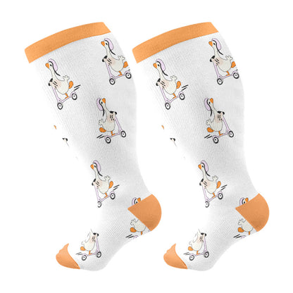 Plusock Plus Size Cats Dogs Ducks Compression Socks(3 Pairs) - Yellow(1 Pair) - 4XL - image 5