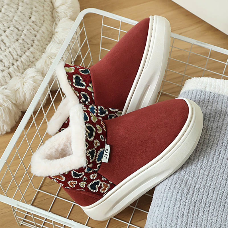 Plusock Plus Size Heart Pattern Slippers - Wine - EU41-42(US7.5-8.5) - image 12