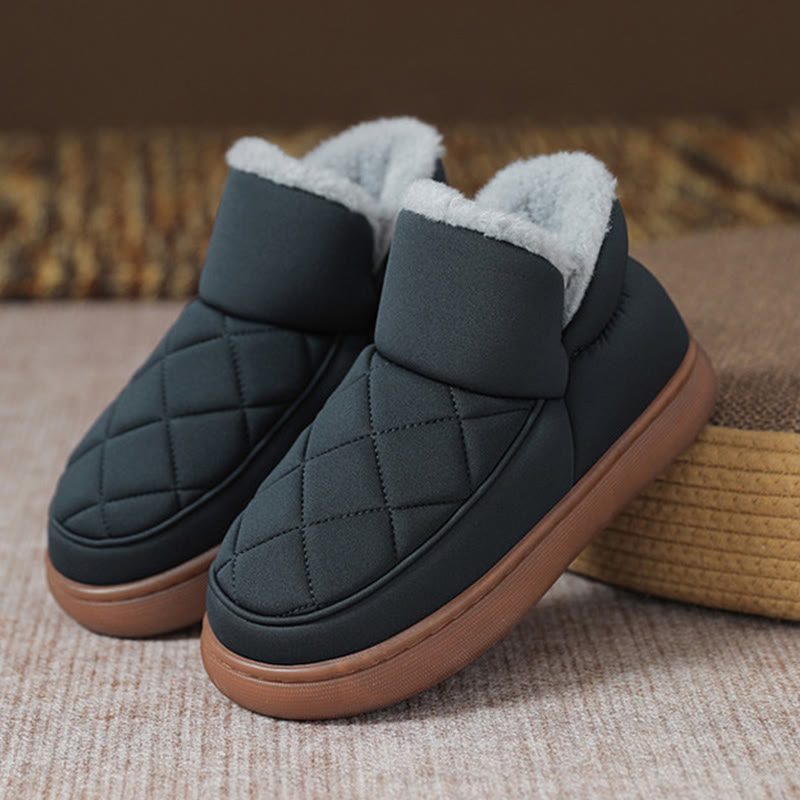 Plus Size Plush Grid Slippers - Blue - EU45-46(US11-12) - image 17
