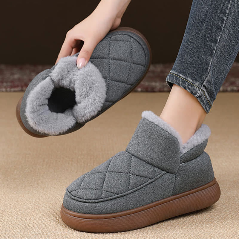 Plus Size Plush Grid Slippers - image 3