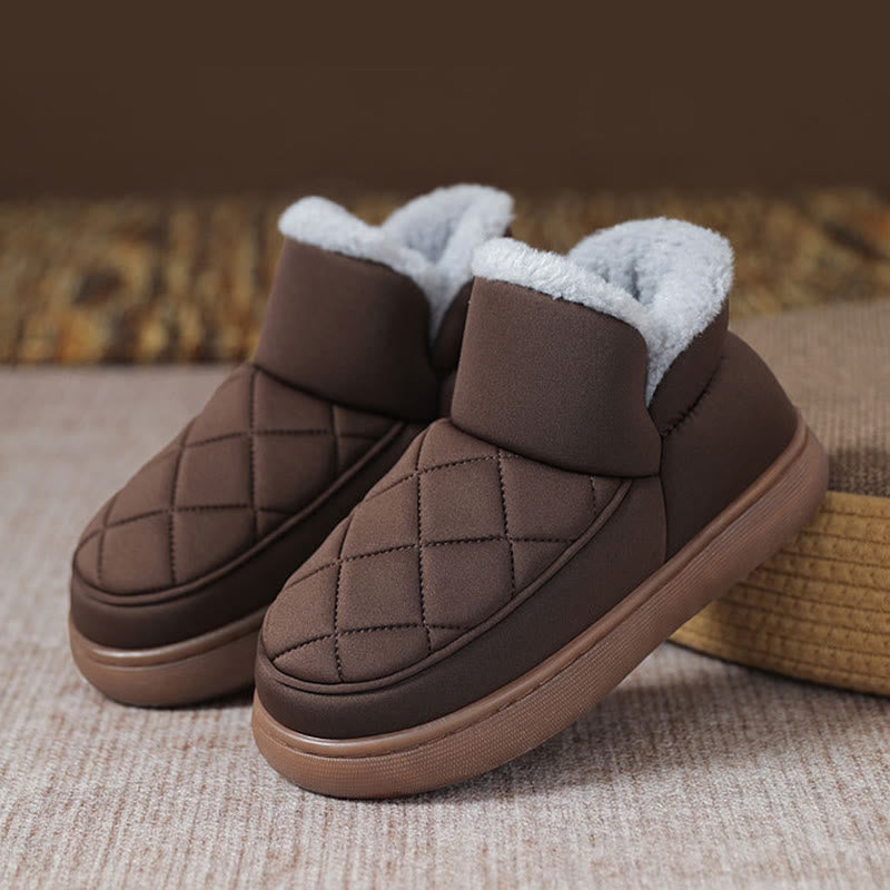 Plusock Plus Size Plush Grid Slippers - Coffee - EU45-46(US11-12) - image 14