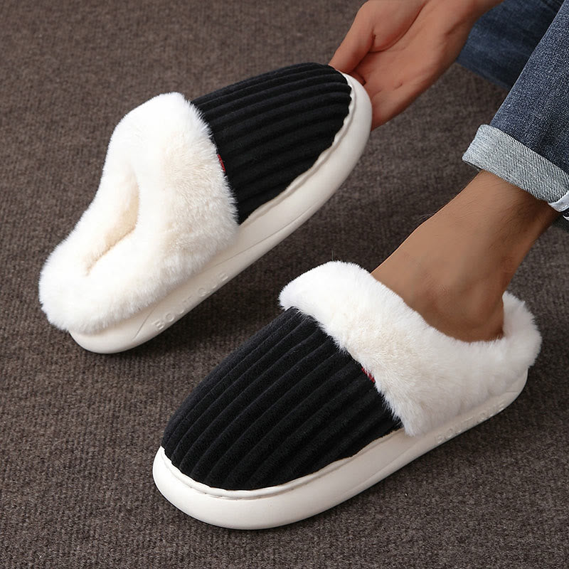 Plusock Plus Size White Plush Slippers - image 0