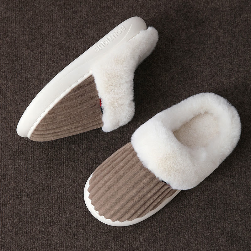 Plus Size White Plush Slippers - Coffee - EU46-47(US8-9) - image 7