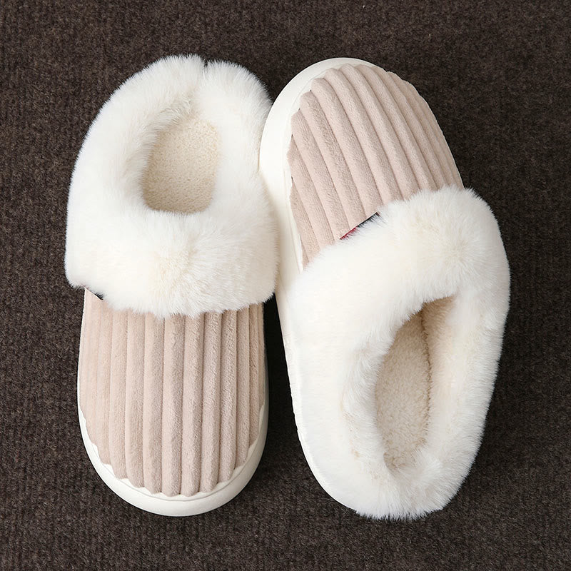 Plusock Plus Size White Plush Slippers - Khaki - EU46-47(US8-9) - image 11