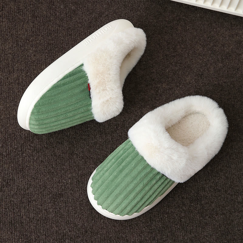 Plusock Plus Size White Plush Slippers - Green - EU46-47(US8-9) - image 13