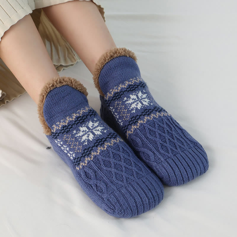 Plusock Plus Size Snowflake Slipper Socks - Blue - EU40-43(US7-9) - image 9