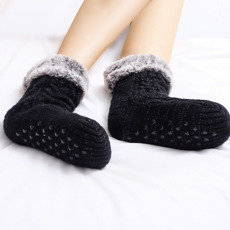 Plus Size Fleece Sock Cuffs Slipper Socks - image 3