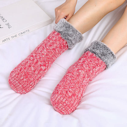 Plus Size Fleece Sock Cuffs Slipper Socks - Pink - EU39-42(US6-8.5) - image 4