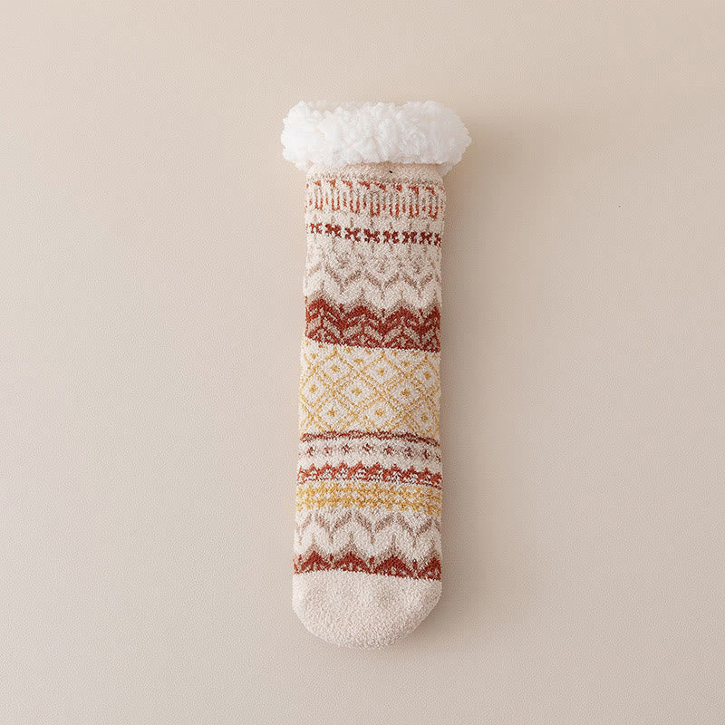 Plusock Plus Size Ethnic Style Slipper Socks - Beige - EU36-41(US3-7.5) - image 10