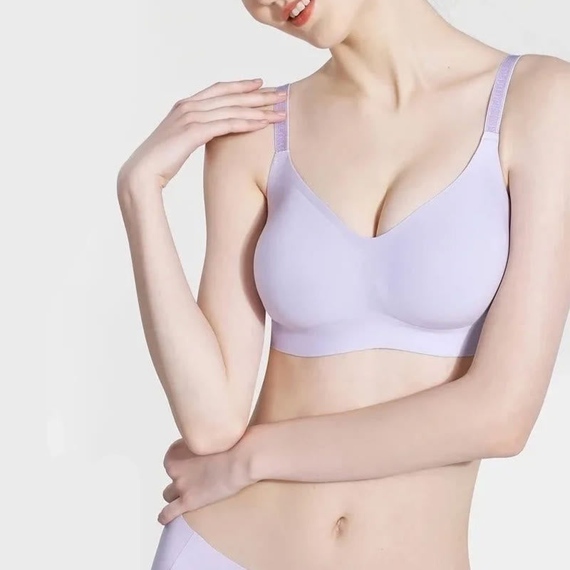 Letter Suspenders Wireless Bra - Purple - 40 - C - image 5